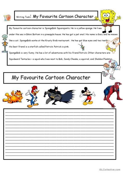 Creative Writing: My Favorite Cartoo…: English ESL worksheets pdf & doc