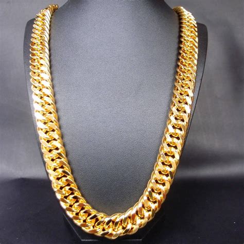15MM HIP HOP 30" 24K Yellow Gold Filled Men Huge Heavy Chain(Curb)Necklace AU~ | eBay