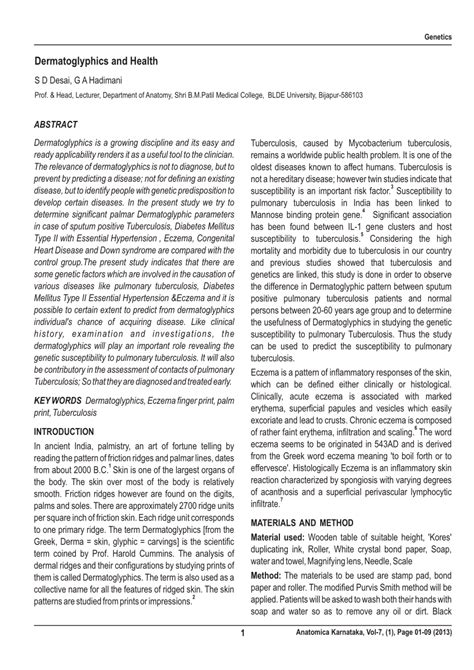 (PDF) Dermatoglyphics and Health