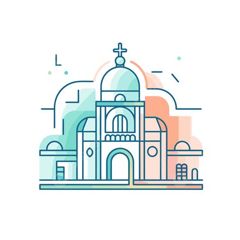 Line Art Logo With A Church Icon Vector, Lds, Lineal Icon, Flat Icon PNG and Vector with ...