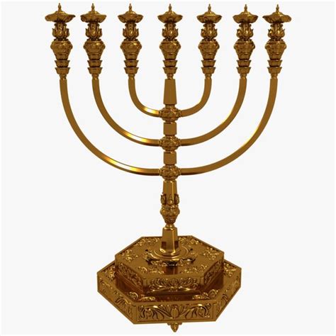 3d golden menorah temple