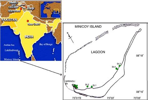 Location map of Minicoy Island, Lakshadweep showing the sampling ...