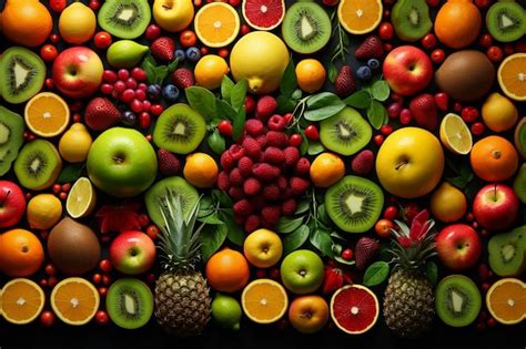 Premium AI Image | a collection of fruits including one with the number ...