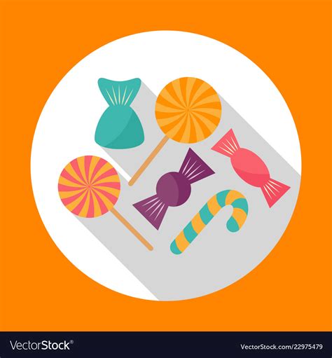 Colorful halloween candy flat icon with long Vector Image