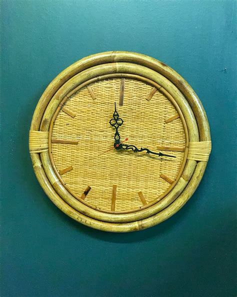 Vintage Rattan/Bamboo Clock**** #SOLD — will be painted white 14” in diameter #forsale . . . . # ...