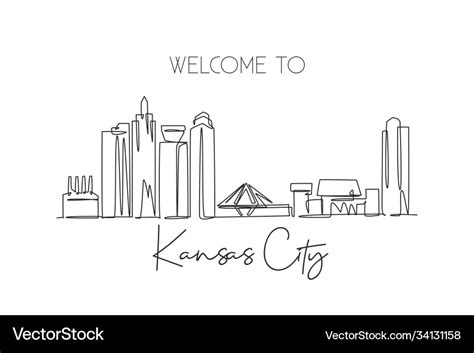 One single line drawing kansas city skyline Vector Image