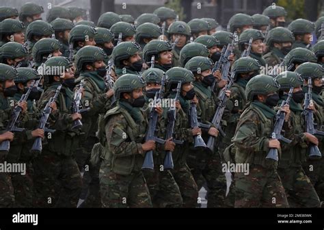 Soldiers march during a military parade marking Independence Day in ...