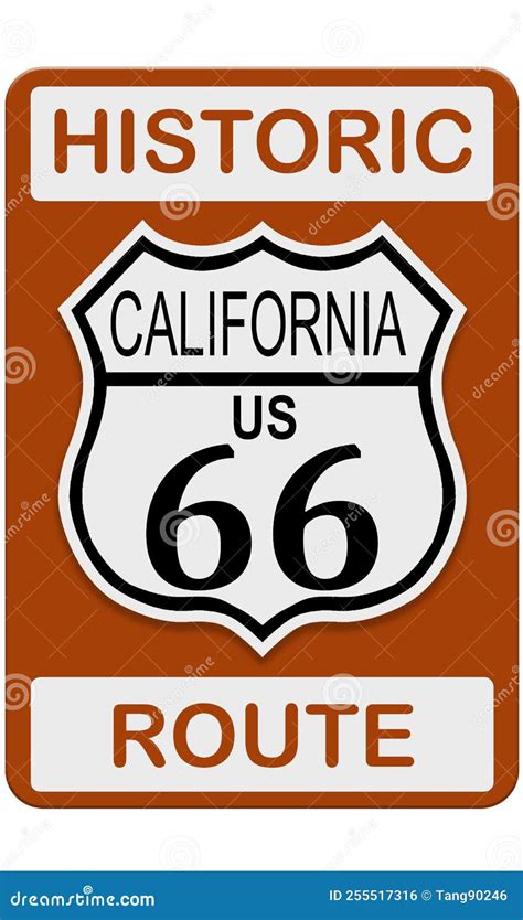 Route 66 Old Historic Traffic Sign with California State Stock Illustration - Illustration of ...