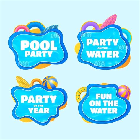 Free Vector | Realistic pool party colorful labels