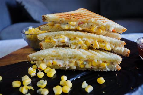 Corn Cheese Sandwich | Grilled Corn Sandwich | Corn cheese sandwich ...