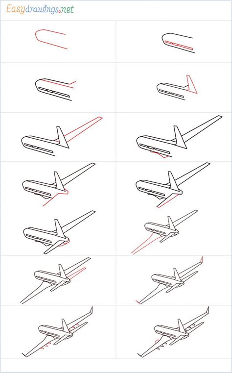 How to draw an Airplane step by step - [14 Easy Phase] Airplane Sketch ...