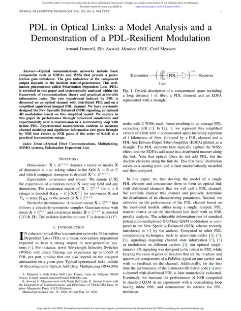 (PDF) PDL in Optical Links: a Model Analysis and a Demonstration of a ...