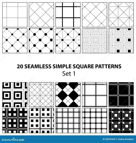 Vector Set of Seamless Square Patterns Stock Vector - Illustration of ...