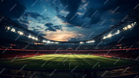 Premium AI Image | This image shows a famous soccer stadium at night