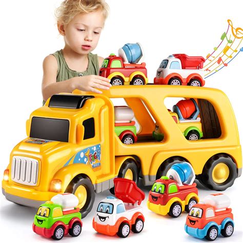 Buy TEMI Construction Truck Toys for 3 4 5 6 Year Old Boys, 5-in-1 ...