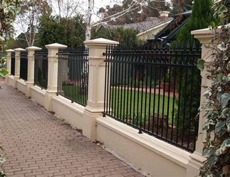 Pillar and tube fence | House fence design, Concrete fence, Front gate ...