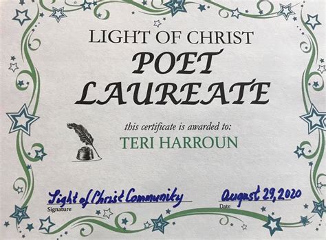 poet laureate certificate | Light Of Christ