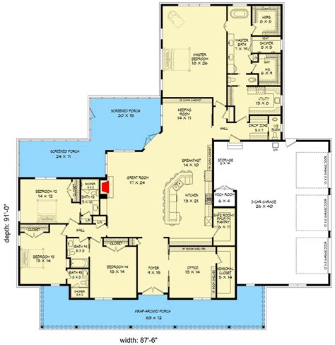 4 Bedroom Ranch House Floor Plans