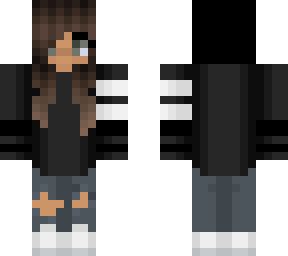 girl brown hair black hoodie | Minecraft Skin