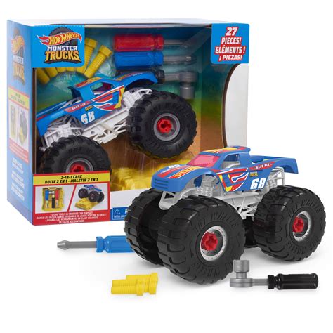 Mattel Hot Wheels Race Ace, Monster Truck Builder Playset, 27-Piece ...