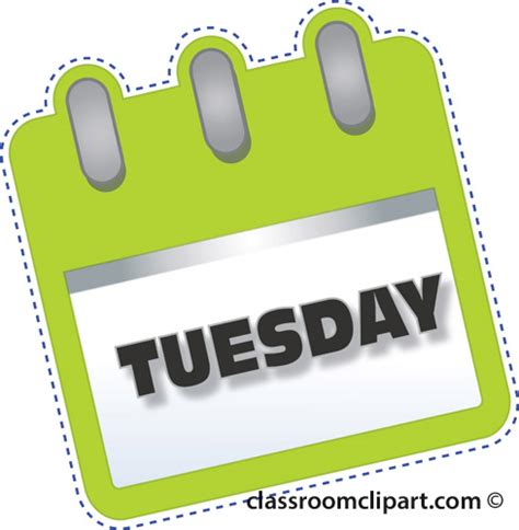 Calendar Clipart - notebook_tuesday_green - Classroom Clipart