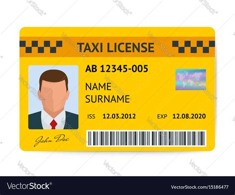 Taxi license symbol document Royalty Free Vector Image