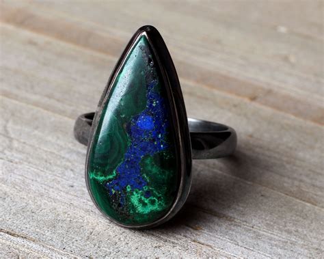 Azurite in Malachite Ring Azurite Ring Azurite Jewelry | Etsy | Azurite jewelry, Azurite ring ...