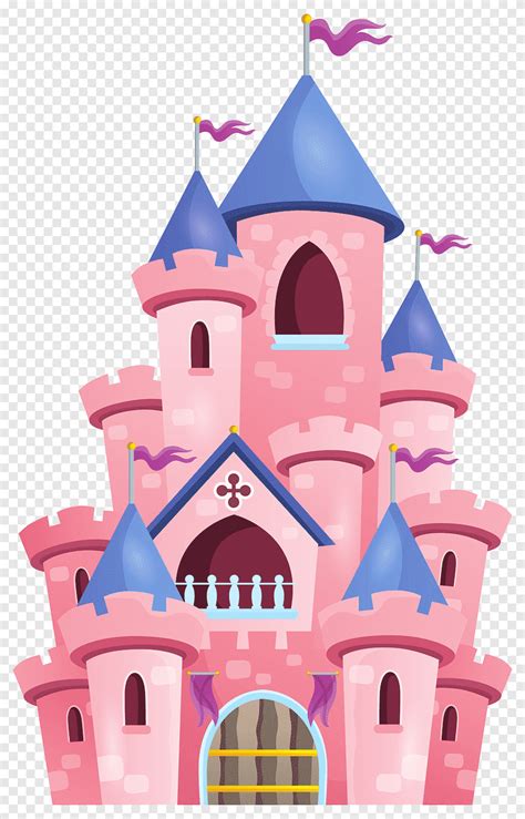 Castle Princess Illustration, Pink palace tower, cartoon, mural png | PNGEgg