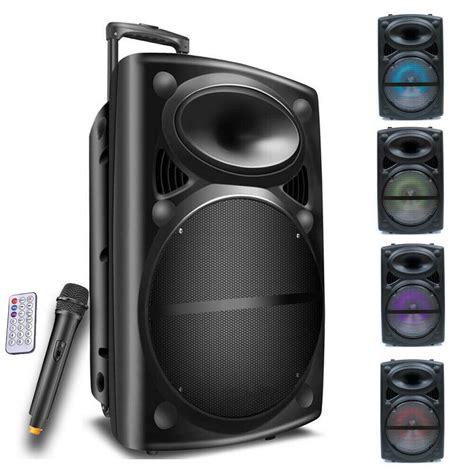 1500W Professional 12 inch Speaker PA System Wireless Mic Rechargeable Battery, Built-in USB ...