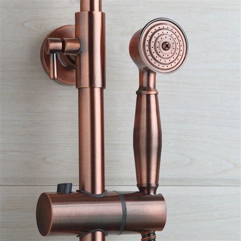 8 Inch Antique Copper Shower Faucet in Wall Set Bathroom Rainfall ...