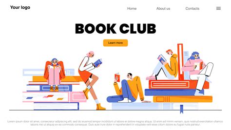 Book club banner with people read books 13194469 Vector Art at Vecteezy