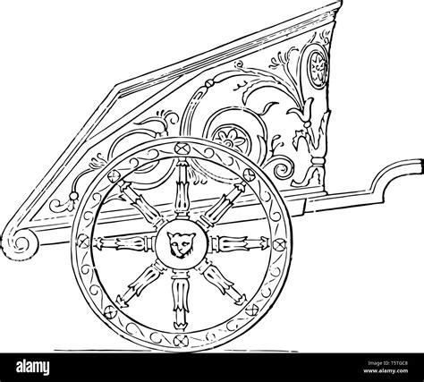 An illustration of the chariot in Ancient Greece, vintage line drawing or engraving illustration ...