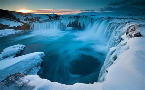 Frozen Godafoss Waterfall in Iceland - Image Abyss