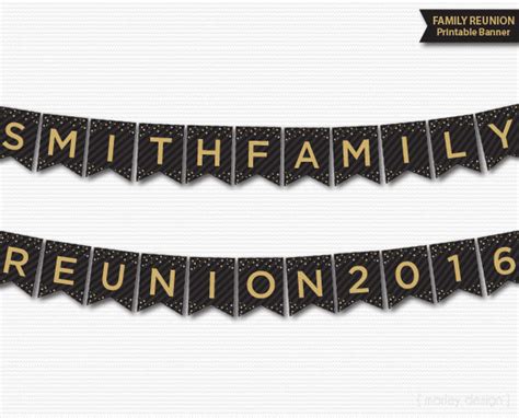 Family Reunion Banner Printable Personalized Customized Black Gold ...