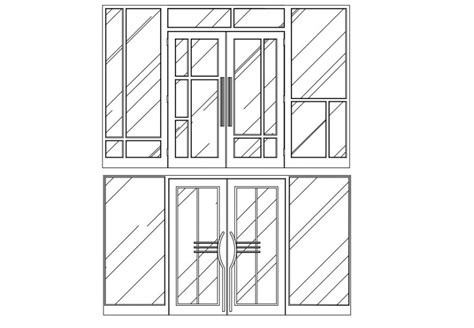 Multiple sliding glass door elevation blocks cad drawing details dwg ...