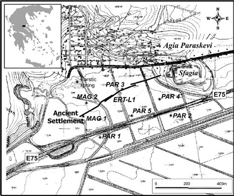 Site map of Agia Paraskevi area, including the Prehistoric settlement,... | Download Scientific ...