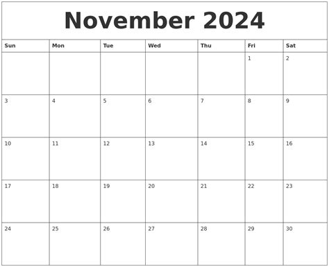 November 2024 Editable Calendar Template