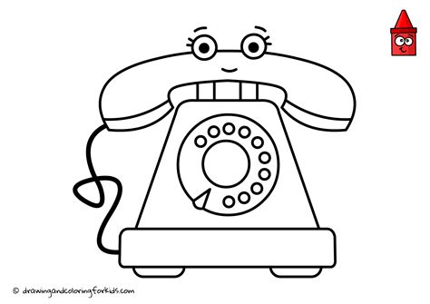 an old fashioned phone with eyes and nose drawn in black ink on a white background