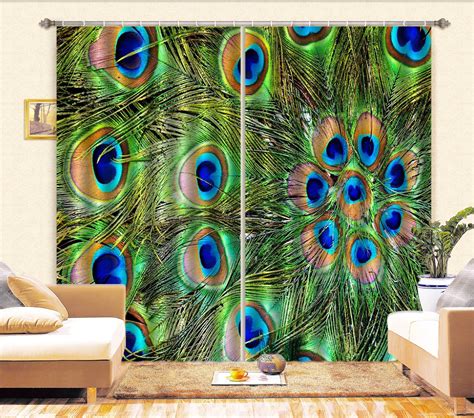 3D Peacock Feather 1 Curtains Drapes | AJ Wallpaper