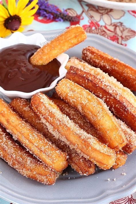 Homemade Churros with chocolate dip sauce - Foxy Folksy | Recipe ...