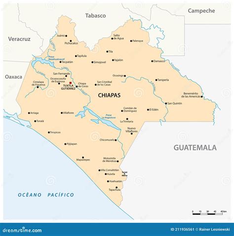 Vector Map of the Mexican State of Chiapas Stock Vector - Illustration ...