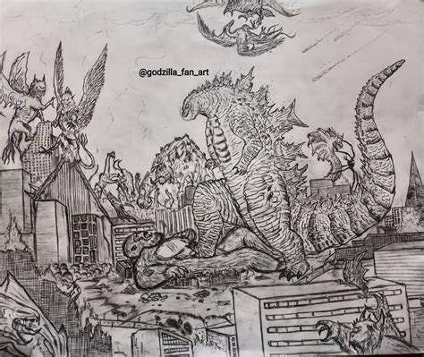 Godzilla Vs Kong Poster Drawing - GODZILLA VS KONG