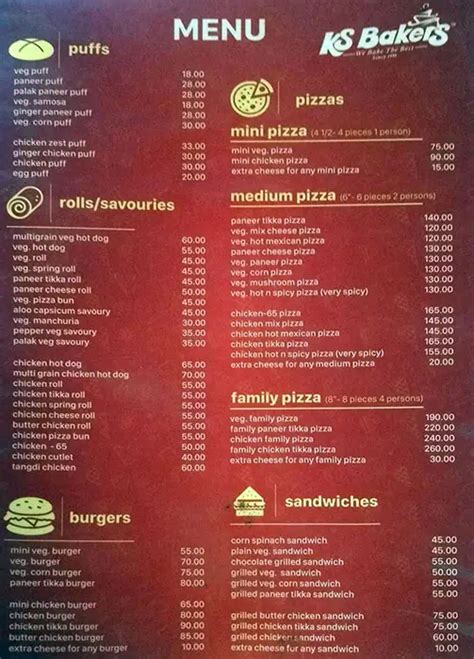 KS Bakers Menu, Menu for KS Bakers, Kukatpally, Hyderabad - Zomato