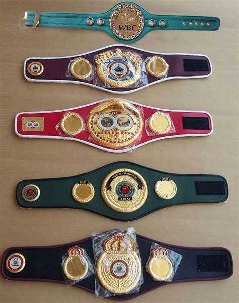 WBC WBA WBO IBF IBO Championships Boxing Belt Replica Mini 5 Belts, Memorabilia Display ...