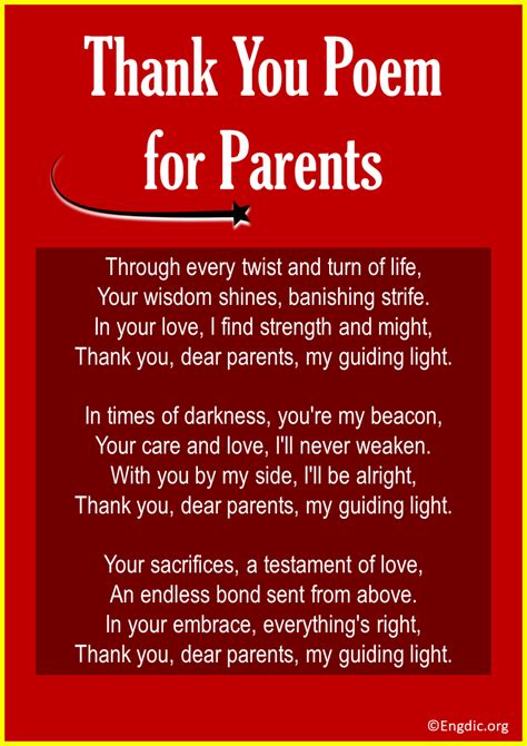 Top 10 Thank You Poems for Parents - EngDic