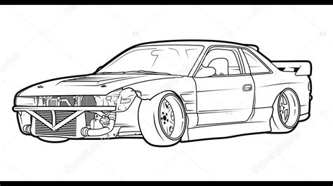 Simple drawing nissan sylvia s13 jdm car - YouTube