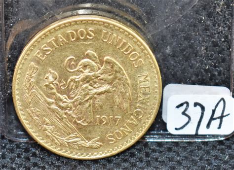 Lot - RARE AU/BU 1917 MEXICAN 20 GOLD PESO COIN