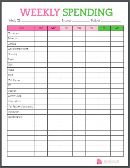 Free Printable Weekly Budget Worksheet : Free Budget Sheet Template ...