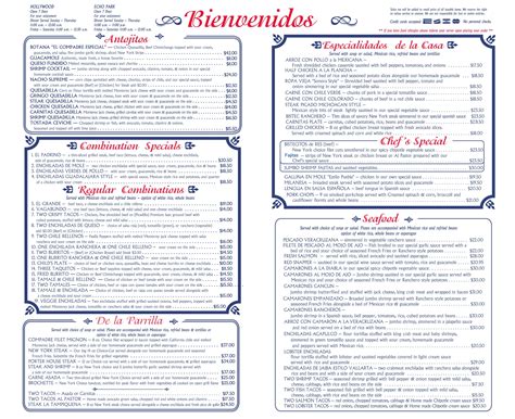 Mexican Menu - El Compadre