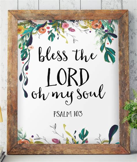 Bless the Lord Oh My Soul Psalm 103 Bible Verse Art Print - Etsy